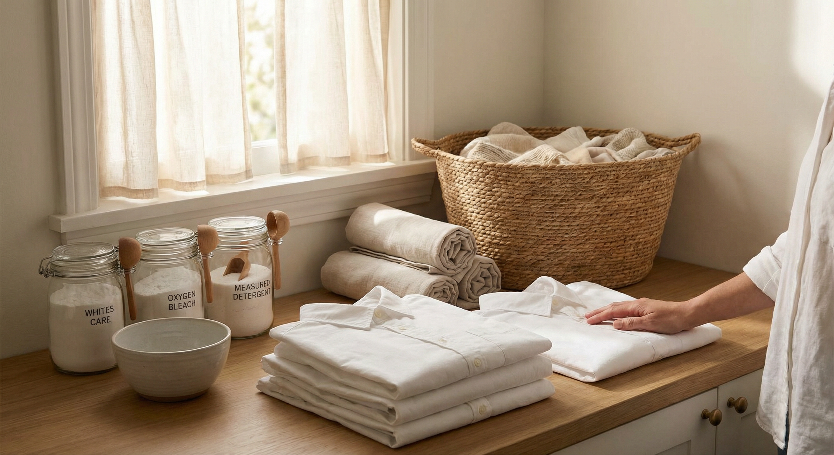 Bright white cotton shirts and linens